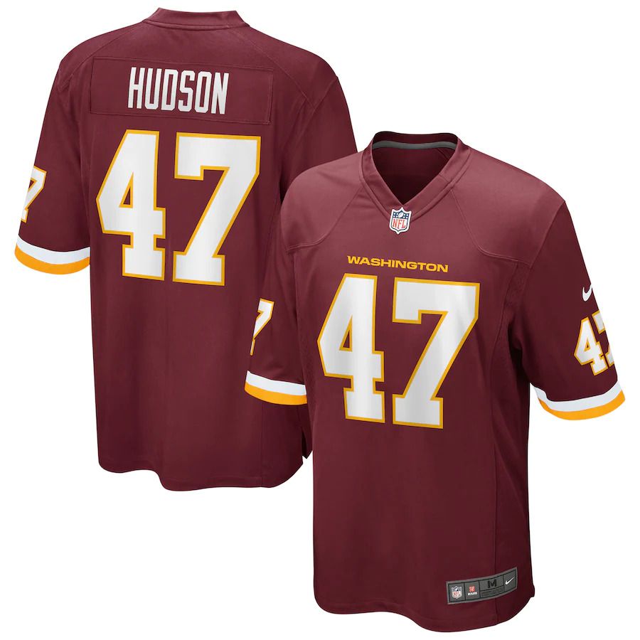 Men Washington Redskins 47 Khaleke Hudson Nike Burgundy Game Player NFL Jersey